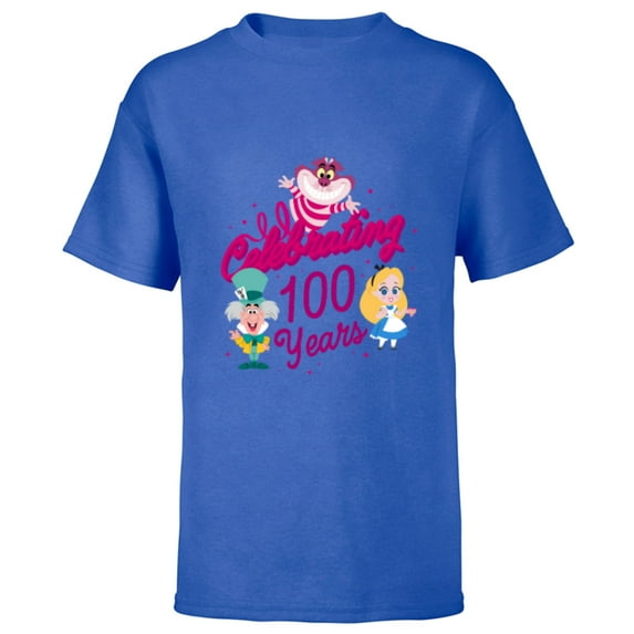 Disney 100 Alice in Wonderland Celebrating 100 Years D100 - Short Sleeve T-Shirt for Kids - Customized-Royal