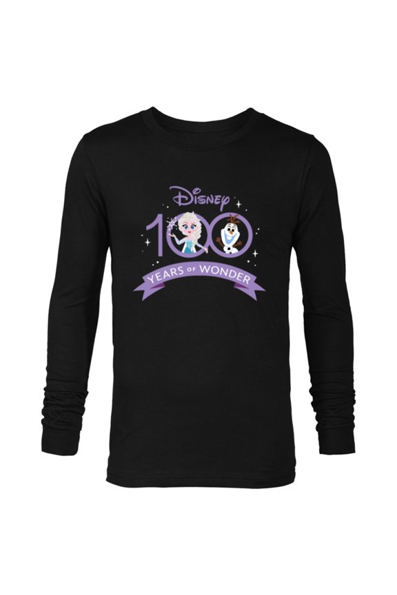 Disney 100 Anniversary Frozen Elsa and Olaf Wonder D100 - Long Sleeve T-Shirt for Men - Customized-Black