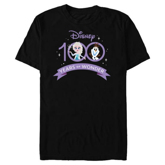 Disney 100 Anniversary Frozen Elsa and Olaf Wonder D100 - Short Sleeve Blended T-Shirt for Adults - Customized-Black