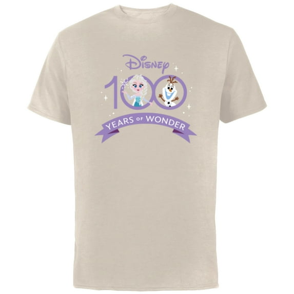 Disney 100 Anniversary Frozen Elsa and Olaf Wonder D100 - Short Sleeve Cotton T-Shirt for Adults - Customized-Natural