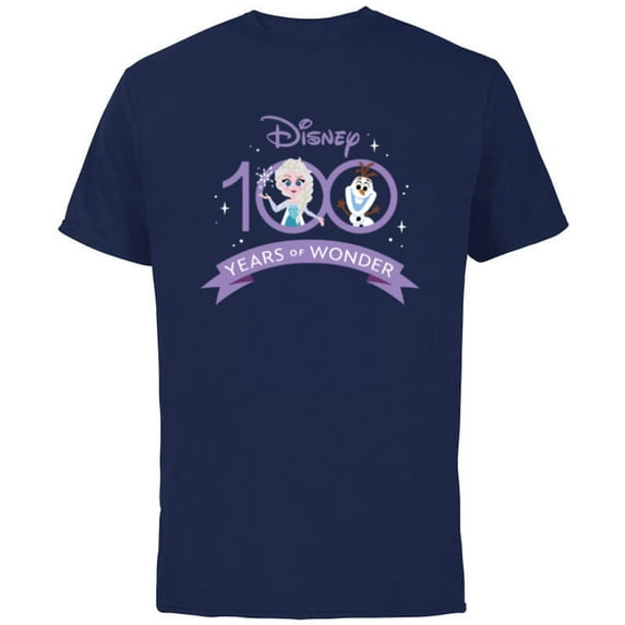 Disney 100 Anniversary Frozen Elsa and Olaf Wonder D100 - Short Sleeve Cotton T-Shirt for Adults - Customized-Navy