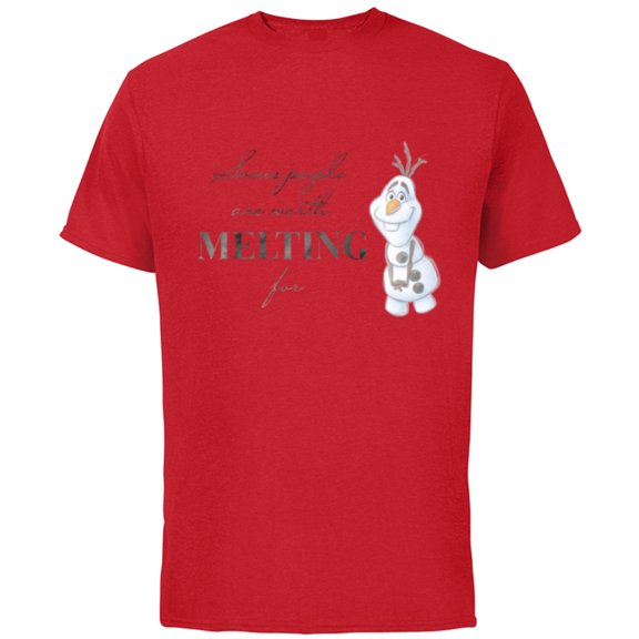 Disney 100 Anniversary Frozen Olaf D100 Quote Sweet - Short Sleeve Cotton T-Shirt for Adults - Customized-Red