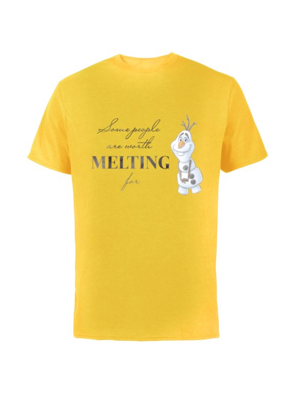 Disney 100 Anniversary Frozen Olaf D100 Quote Sweet - Short Sleeve Cotton T-Shirt for Adults - Customized-Yellow