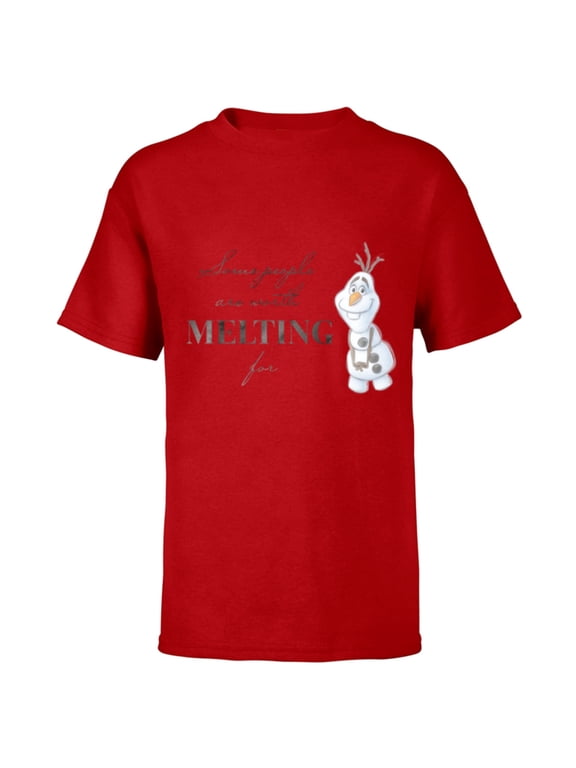 Disney 100 Anniversary Frozen Olaf D100 Quote Sweet - Short Sleeve T-Shirt for Kids - Customized-Red