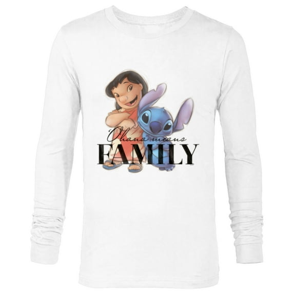 Disney 100 Anniversary Lilo & Stitch D100 Quote ‘Ohana - Long Sleeve T-Shirt for Men - Customized-White