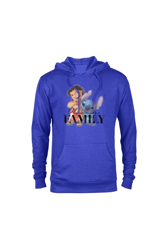 Disney 100 Anniversary Lilo & Stitch D100 Quote ‘Ohana - Pullover Hoodie for Adults - Customized-Royal