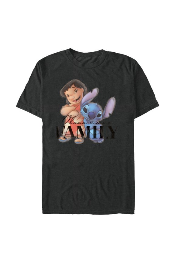 Disney 100 Anniversary Lilo & Stitch D100 Quote ‘Ohana - Short Sleeve Blended T-Shirt for Adults - Customized-Dark Heather