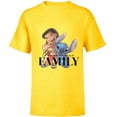 thumbnail image 1 of Disney 100 Anniversary Lilo & Stitch D100 Quote ‘Ohana - Short Sleeve T-Shirt for Kids - Customized-Yellow, 1 of 5