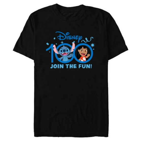 Disney 100 Anniversary Lilo & Stitch Join the Fun D100 Cute - Short Sleeve Blended T-Shirt for Adults - Customized-Black