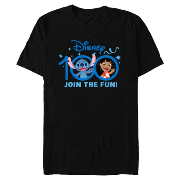 Disney 100 Anniversary Lilo & Stitch Join the Fun D100 Cute - Short Sleeve Blended T-Shirt for Adults - Customized-Black