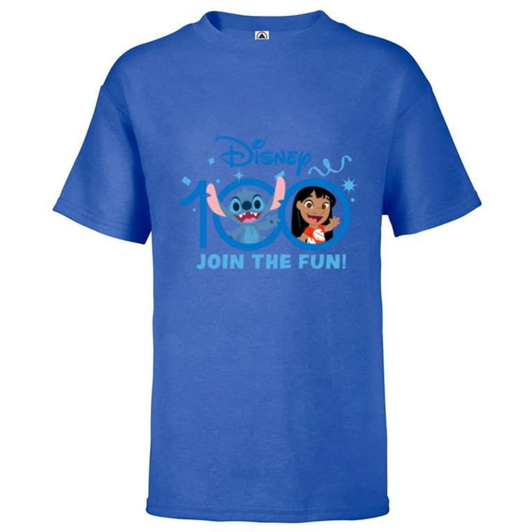 Disney 100 Anniversary Lilo & Stitch Join the Fun D100 Cute - Short Sleeve T -Shirt for Kids - Customized-Royal