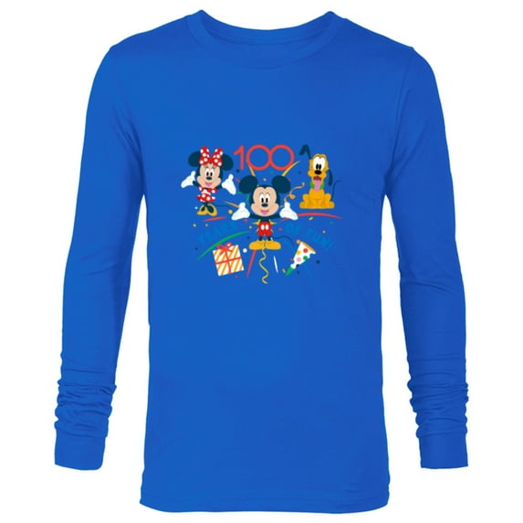Disney 100 Anniversary Mickey Minnie Pluto 100 Years of Fun - Long Sleeve T-Shirt for Men - Customized-Navy