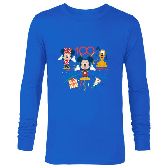 Disney 100 Anniversary Mickey Minnie Pluto 100 Years of Fun - Long Sleeve T-Shirt for Men - Customized-Navy