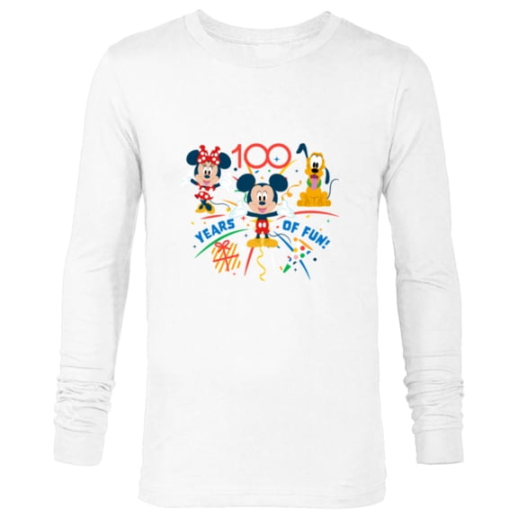 Disney 100 Anniversary Mickey Minnie Pluto 100 Years of Fun - Long Sleeve T-Shirt for Men - Customized-White