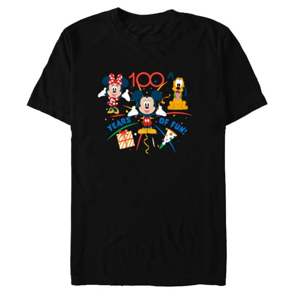 Disney 100 Anniversary Mickey Minnie Pluto 100 Years of Fun - Short Sleeve Blended T-Shirt for Adults - Customized-Black