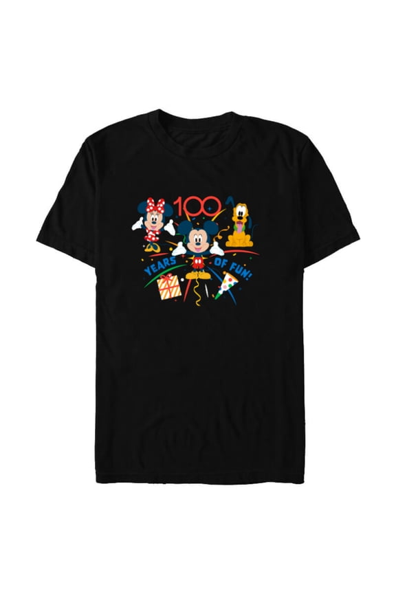 Disney 100 Anniversary Mickey Minnie Pluto 100 Years of Fun - Short Sleeve Blended T-Shirt for Adults - Customized-Black