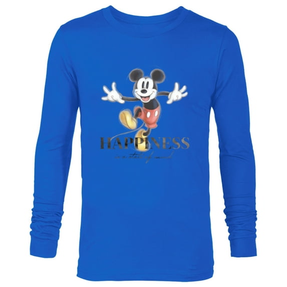Disney 100 Anniversary Mickey Mouse D100 Quote Happiness - Long Sleeve T-Shirt for Men - Customized-Navy