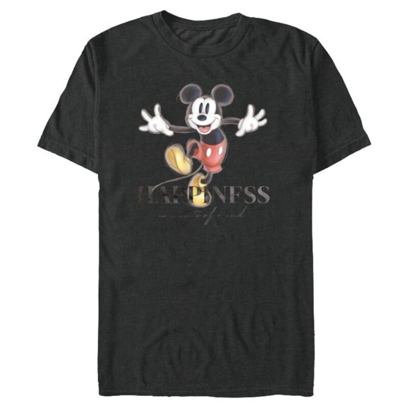 Disney 100 Anniversary Mickey Mouse D100 Quote Happiness - Short Sleeve Blended T-Shirt for Adults - Customized-Dark Heather