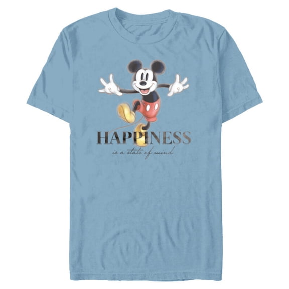 Disney 100 Anniversary Mickey Mouse D100 Quote Happiness - Short Sleeve Blended T-Shirt for Adults - Customized-Ocean Blue