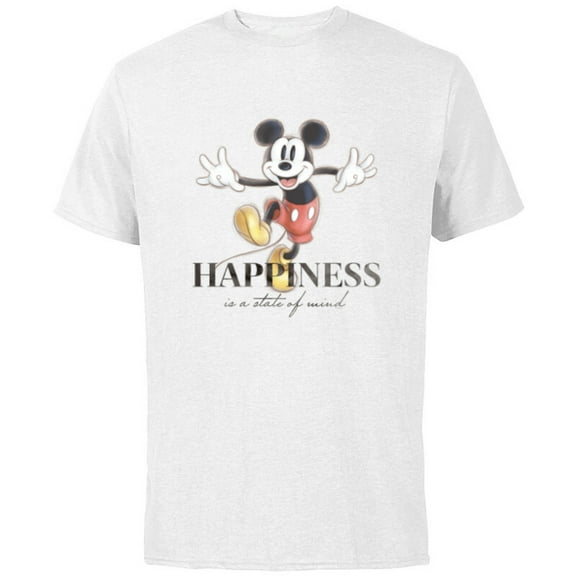 Disney 100 Anniversary Mickey Mouse D100 Quote Happiness - Short Sleeve Cotton T-Shirt for Adults - Customized-White