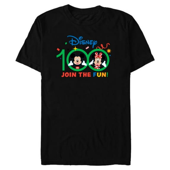 Disney 100 Anniversary Mickey and Minnie Join the Fun D100 - Short Sleeve Blended T-Shirt for Adults - Customized-Black