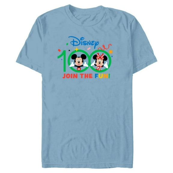 Disney 100 Anniversary Mickey and Minnie Join the Fun D100 - Short Sleeve Blended T-Shirt for Adults - Customized-Ocean Blue