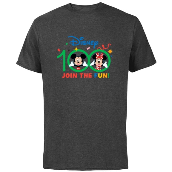 Disney 100 Anniversary Mickey and Minnie Join the Fun D100 - Short Sleeve Cotton T-Shirt for Adults - Customized-Charcoal