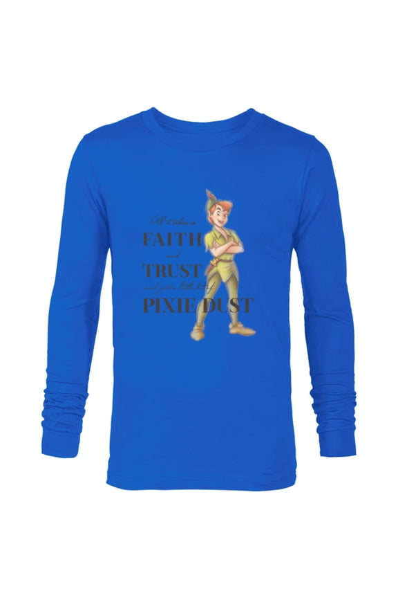 Disney 100 Anniversary Peter Pan D100 Quote Pixie Dust - Long Sleeve T-Shirt for Men - Customized-Navy