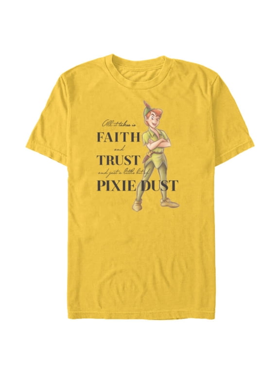 Disney 100 Anniversary Peter Pan D100 Quote Pixie Dust - Short Sleeve Blended T-Shirt for Adults - Customized-Yellow