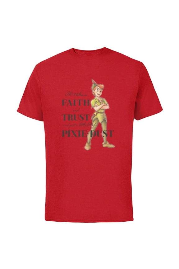 Disney 100 Anniversary Peter Pan D100 Quote Pixie Dust - Short Sleeve Cotton T-Shirt for Adults - Customized-Red
