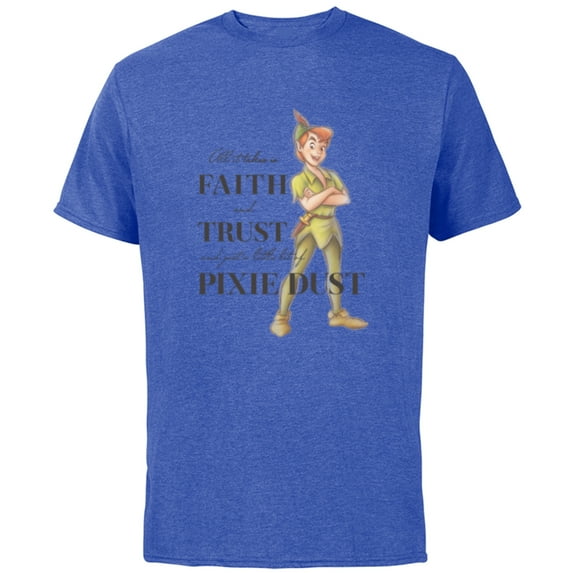 Disney 100 Anniversary Peter Pan D100 Quote Pixie Dust - Short Sleeve Cotton T-Shirt for Adults - Customized-Royal Heather
