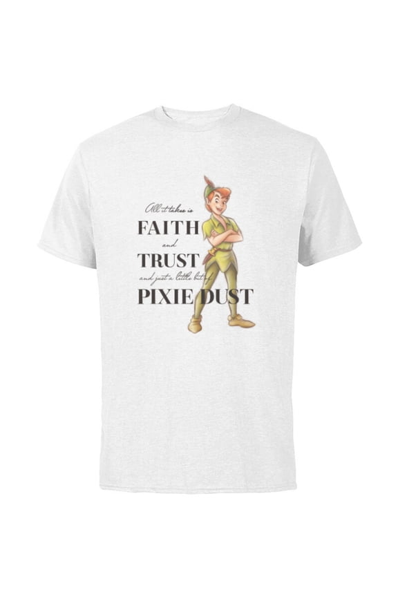 Disney 100 Anniversary Peter Pan D100 Quote Pixie Dust - Short Sleeve Cotton T-Shirt for Adults - Customized-White