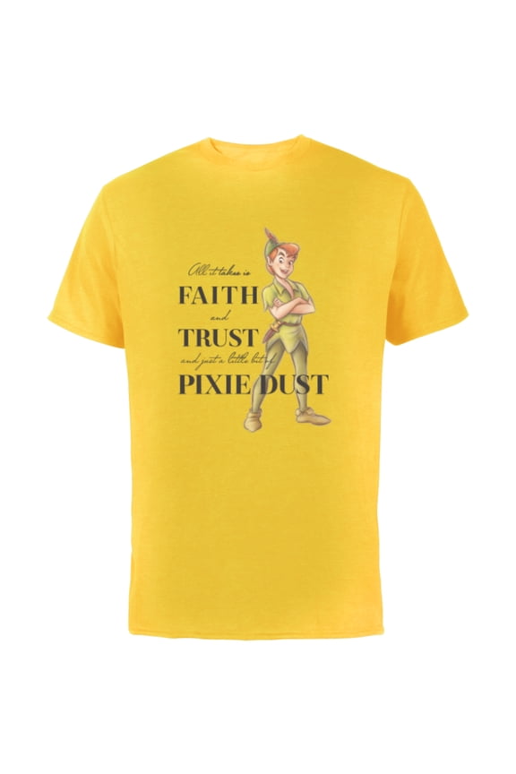 Disney 100 Anniversary Peter Pan D100 Quote Pixie Dust - Short Sleeve Cotton T-Shirt for Adults - Customized-Yellow
