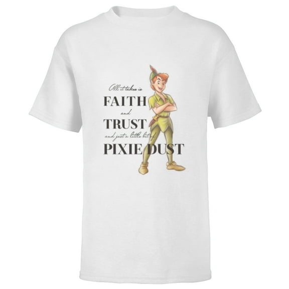 Disney 100 Anniversary Peter Pan D100 Quote Pixie Dust - Short Sleeve T-Shirt for Kids - Customized-White