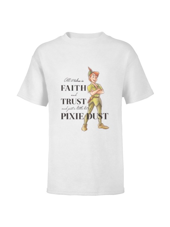 Disney 100 Anniversary Peter Pan D100 Quote Pixie Dust - Short Sleeve T-Shirt for Kids - Customized-White