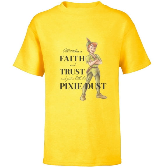 Disney 100 Anniversary Peter Pan D100 Quote Pixie Dust - Short Sleeve T-Shirt for Kids - Customized-Yellow