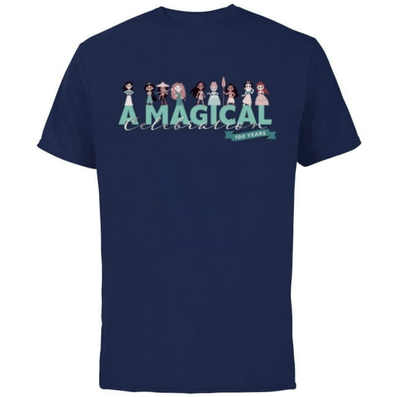 Disney 100 Anniversary Princess A Magical Celebration D100 - Short Sleeve Cotton T-Shirt for Adults - Customized-Navy