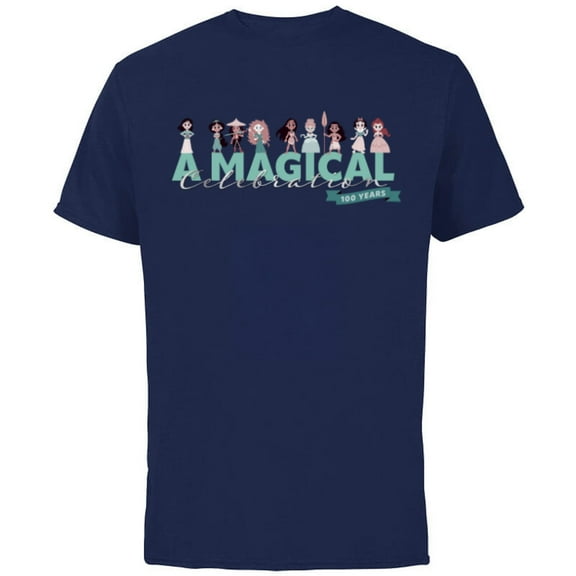 Disney 100 Anniversary Princess A Magical Celebration D100 - Short Sleeve Cotton T-Shirt for Adults - Customized-Navy