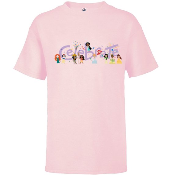 Disney 100 Anniversary Princess Squad Celebrate D100 Cute - Short Sleeve T-Shirt for Kids - Customized-Soft Pink