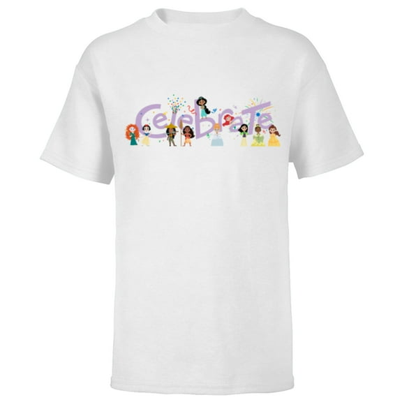 Disney 100 Anniversary Princess Squad Celebrate D100 Cute - Short Sleeve T-Shirt for Kids - Customized-White