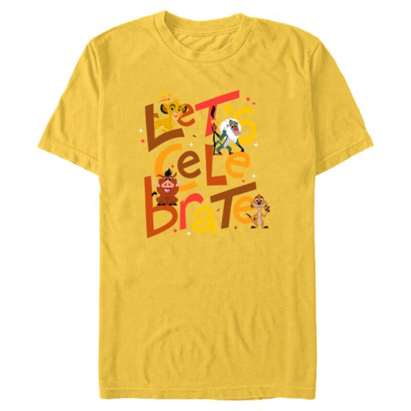 Disney 100 Anniversary The Lion King Let’s Celebrate D100 - Short Sleeve Blended T-Shirt for Adults - Customized-Yellow