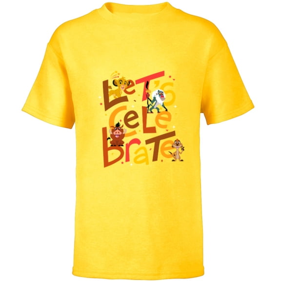 Disney 100 Anniversary The Lion King Let’s Celebrate D100 - Short Sleeve T-Shirt for Kids - Customized-Yellow