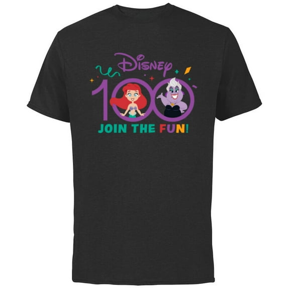 Disney 100 Anniversary The Little Mermaid Join the Fun D100 - Short Sleeve Cotton T-Shirt for Adults - Customized-Black
