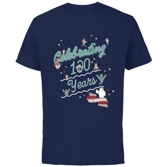 Disney 100 Celebrating 100 Years of Wonder Muted Cute D100 - Short Sleeve Cotton T-Shirt for Adults - Customized-Navy