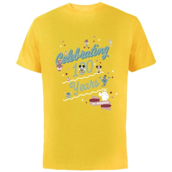 Disney 100 Celebrating 100 Years of Wonder Muted Cute D100 - Short Sleeve Cotton T-Shirt for Adults - Customized-Yellow