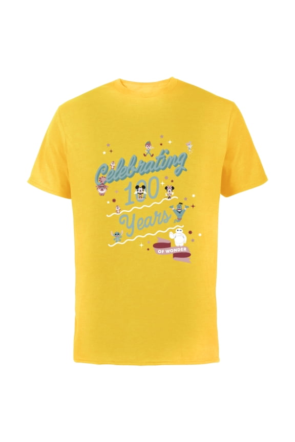Disney 100 Celebrating 100 Years of Wonder Muted Cute D100 - Short Sleeve Cotton T-Shirt for Adults - Customized-Yellow