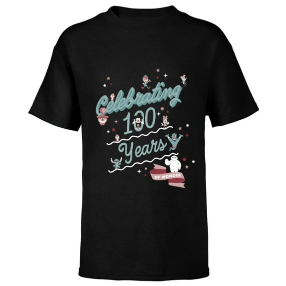 Disney 100 Celebrating 100 Years of Wonder Muted Cute D100 - Short Sleeve T-Shirt for Kids - Customized-Black
