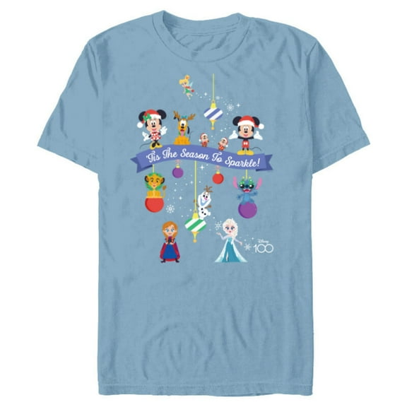 Disney 100 Christmas Holiday ‘Tis the Season to Sparkle! - Short Sleeve Blended T-Shirt for Adults - Customized-Ocean Blue