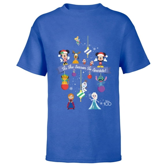 Disney 100 Christmas Holiday ‘Tis the Season to Sparkle! - Short Sleeve T-Shirt for Kids - Customized-Royal