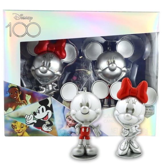 Disney 100 Collectors Mickey and Minnie Candy Holders with Hard Candies, 3 Inches